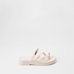 Tamanco Feminino Zaxy Flat Detalhe Bold Off White