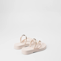 Tamanco Feminino Zaxy Flat Detalhe Bold Off White