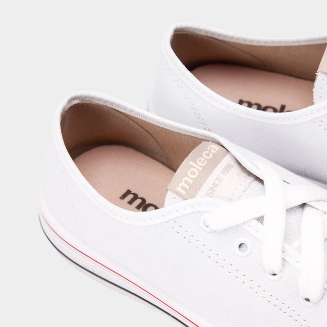 Tênis Casual Feminino Moleca Recorte Verniz Branco