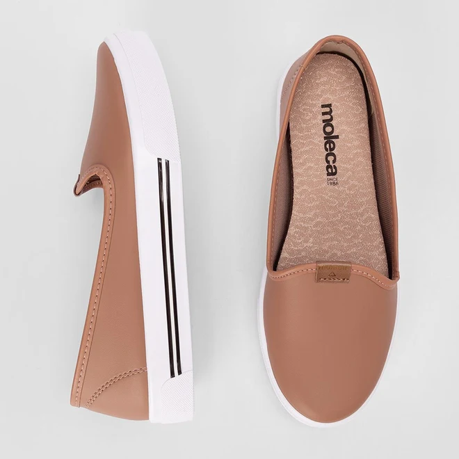 Slip On Feminino Moleca Calce Fácil Nude