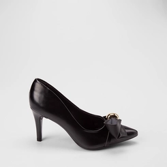 Scarpin Feminino Gabriela Salto Fino Enfeite Bold & Laço Preto