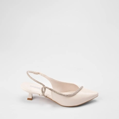 Scarpin Feminino Gabriela Tira Strass Off White