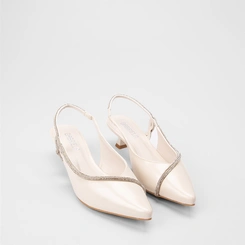 Scarpin Feminino Gabriela Tira Strass Off White