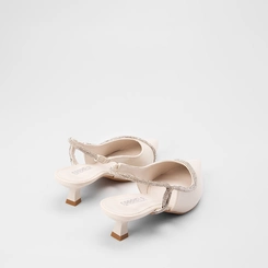 Scarpin Feminino Gabriela Tira Strass Off White
