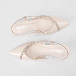 Scarpin Feminino Gabriela Tira Strass Off White