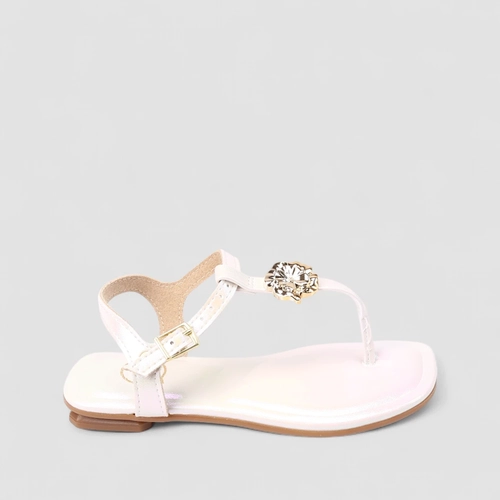 Sandália Infantil Molekinha Enfeite Flor Holográfico Off White