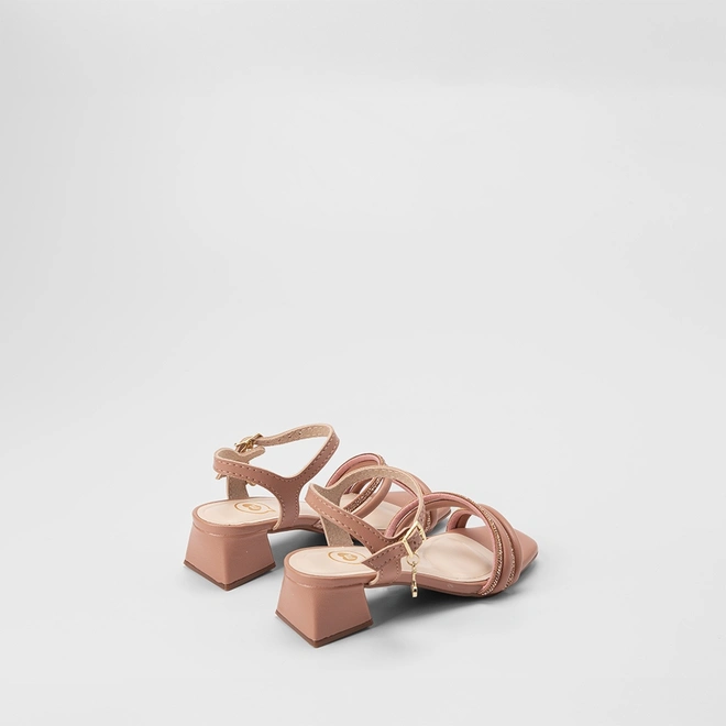 Sandália Infantil Molekinha Detalhe Strass & Cereja Nude