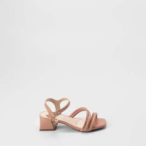 Sandália Infantil Molekinha Detalhe Strass & Cereja Nude