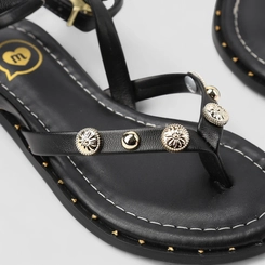 Sandália Infantil Molekinha Tachas Douradas Preto