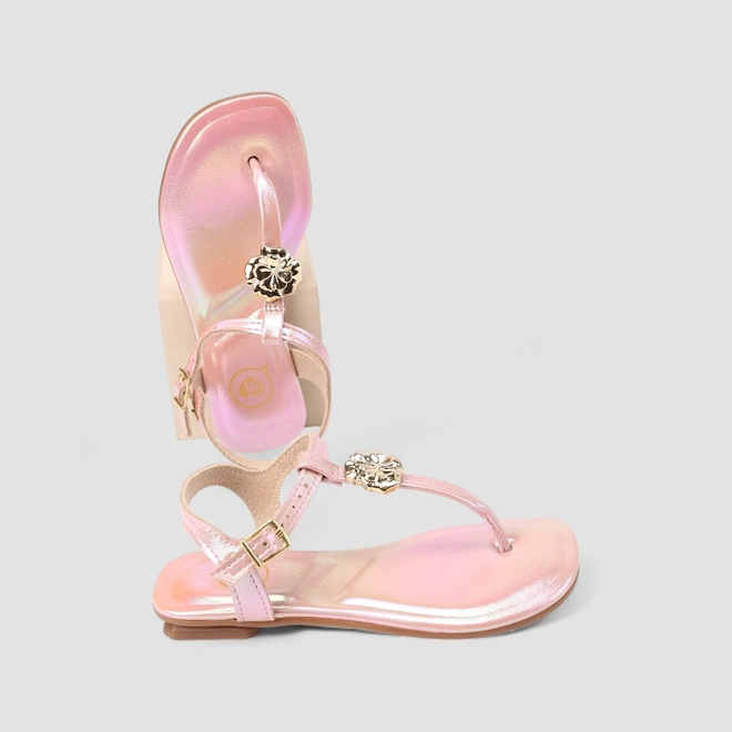 Sandália Infantil Molekinha Enfeite Flor Holográfico Rosa