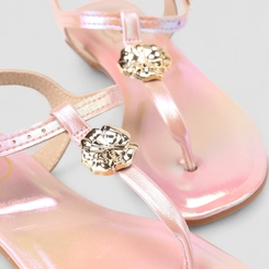 Sandália Infantil Molekinha Enfeite Flor Holográfico Rosa