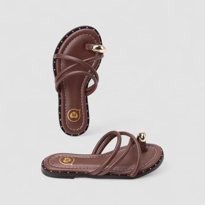 Rasteira Infantil Molekinha Multitiras Bold Marrom