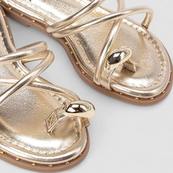 Rasteira Infantil Molekinha Tiras Cruzadas Detalhe Bold Ouro