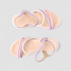 Sandália Infantil Molekinha Tiras Multicolor Lilás & Off White