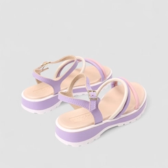 Sandália Infantil Molekinha Tiras Multicolor Lilás & Off White