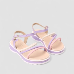 Sandália Infantil Molekinha Tiras Multicolor Lilás & Off White