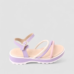 Sandália Infantil Molekinha Tiras Multicolor Lilás & Off White