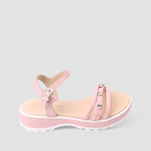 Sandália Infantil Molekinha Multi Tiras Pedraria Rosa