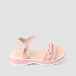 Sandália Infantil Molekinha Multi Tiras Pedraria Rosa