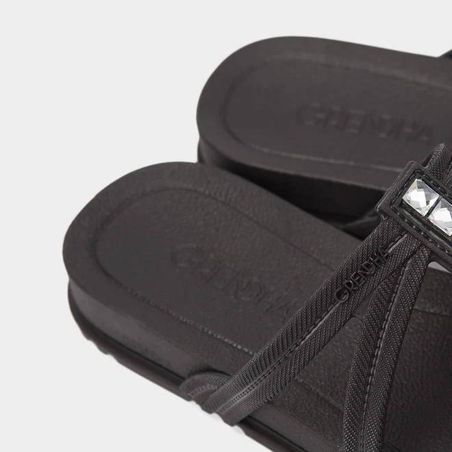 Tamanco Rasteiro Feminino Grendha Detalhe Pedraria Preto