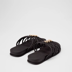 Rasteira Feminina Grendha Multitiras Detalhe Esferas Preto