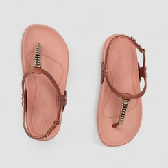 Sandália Rasteira Feminina Grendha Metalizado Bronze
