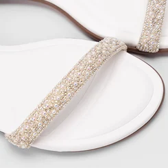 Sandália Feminina Beira Rio Amarração Strass & Pérola Branco
