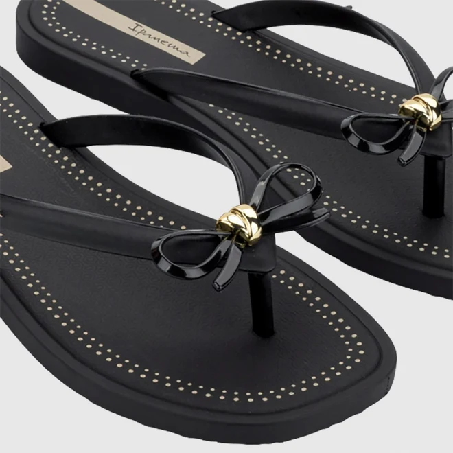 Chinelo Feminino Ipanema Enfeite Laço Preto