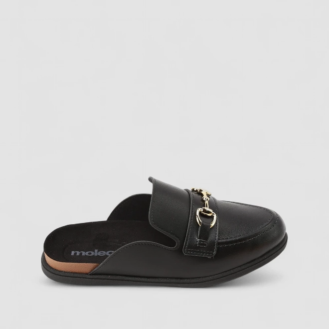 Mule Feminina Moleca Metalizado Preto