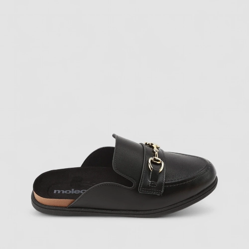 Mule Feminina Moleca Metalizado Preto