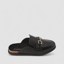 Mule Feminina Moleca Metalizado Preto