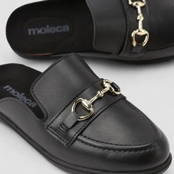 Mule Feminina Moleca Metalizado Preto