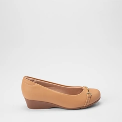 Mocassim Feminino Modare Ultraconforto Anabela Detalhe Fivela Bege