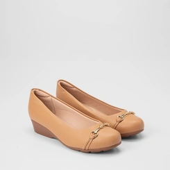 Mocassim Feminino Modare Ultraconforto Anabela Detalhe Fivela Bege