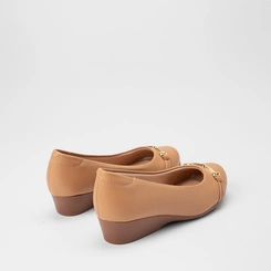 Mocassim Feminino Modare Ultraconforto Anabela Detalhe Fivela Bege