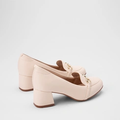 Scarpin Feminino Modare Ultraconforto Salto Bloco Detalhe Corrente Off White