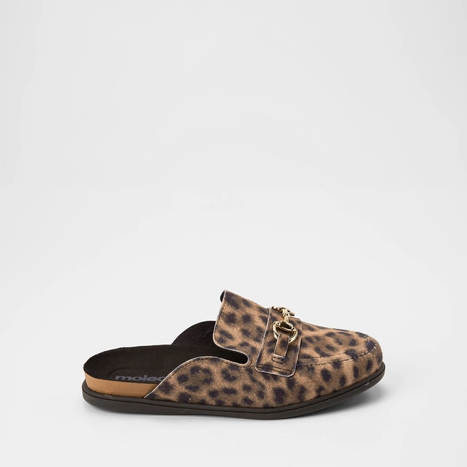 Mule Feminino Moleca Detalhe Bridão Nobuck Onça Multicolor