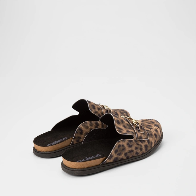 Mule Feminino Moleca Detalhe Bridão Nobuck Onça Multicolor