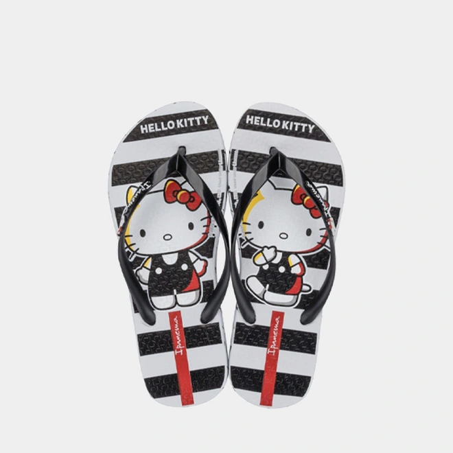 Chinelo Feminino Ipanema Hello Kitty Branco & Preto