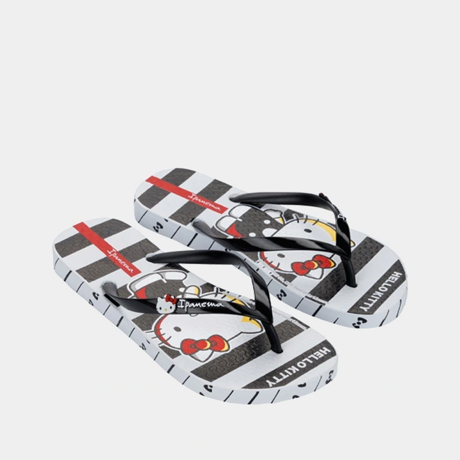 Chinelo Feminino Ipanema Hello Kitty Branco & Preto