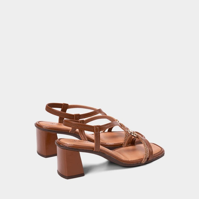 Sandália Feminina Mississipi Tiras Strass & Pedraria Marrom
