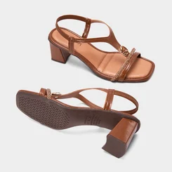 Sandália Feminina Mississipi Tiras Strass & Pedraria Marrom