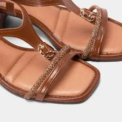 Sandália Feminina Mississipi Tiras Strass & Pedraria Marrom
