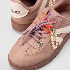 Tênis Casual Feminino Dakota Detalhe Laço & Pingente Bege