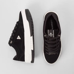 Tênis Casual Feminino Via Marte Nobuck Aplicação Ilhós Strass Preto