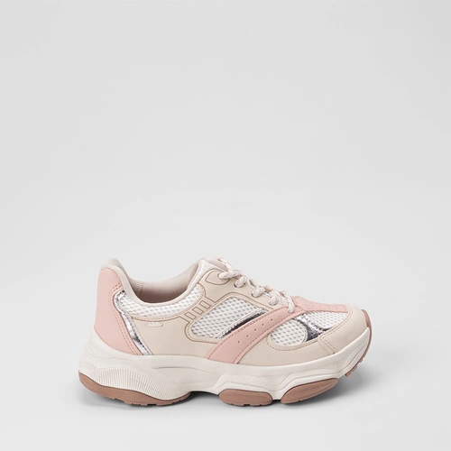 Tênis Chunky Feminino Dakota Detalhe Recorte Metalizado Bege