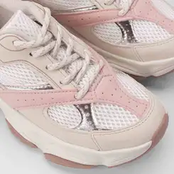 Tênis Chunky Feminino Dakota Detalhe Recorte Metalizado Bege