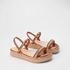Sandália Feminina Dakota TIras Strass Metalizado Bronze
