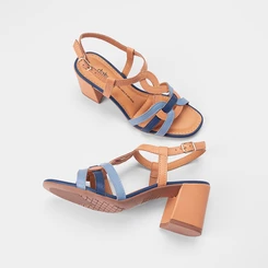 Sandália Feminina Dakota Multitiras Bege & Azul