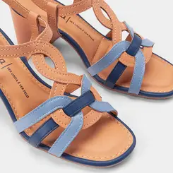 Sandália Feminina Dakota Multitiras Bege & Azul